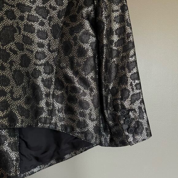 Smythe Film Fest Sharp Shoulder Blazer Metallic Leopard Size 0 Black Grey Chic - Picture 14 of 14